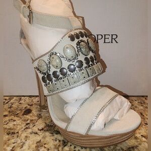 Boston Proper Cream Embellished Heels